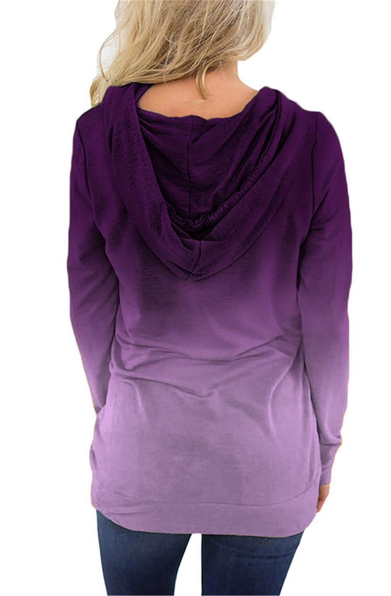 onlypuff Hoodies for Women Tie Dye Hooded Sweatshirts Trendy Teen Girls Fashion Fall Tunic Tops Dressy Shirt Purple M - Image 3